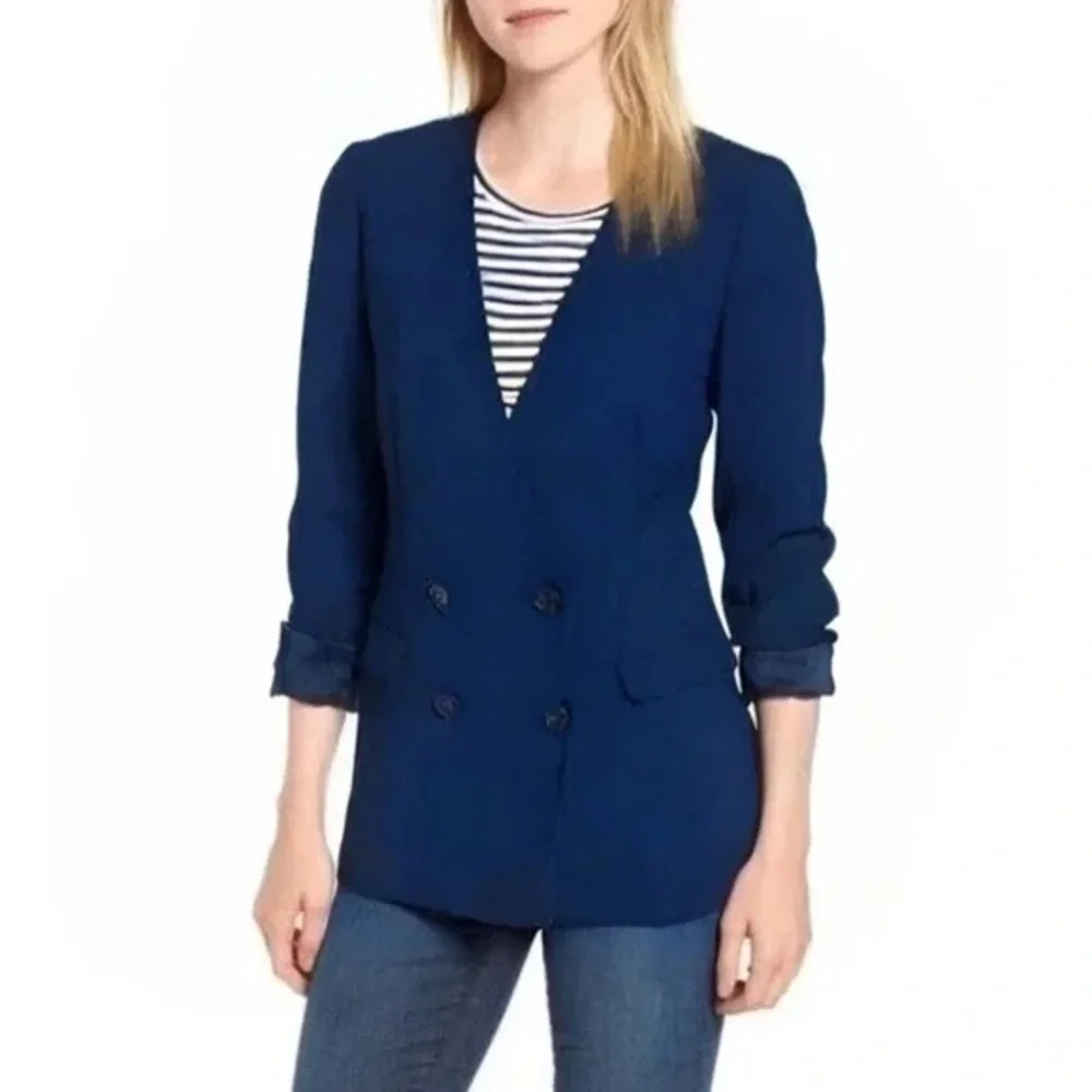 J. Crew Navy French Girl Double-Breasted Blazer